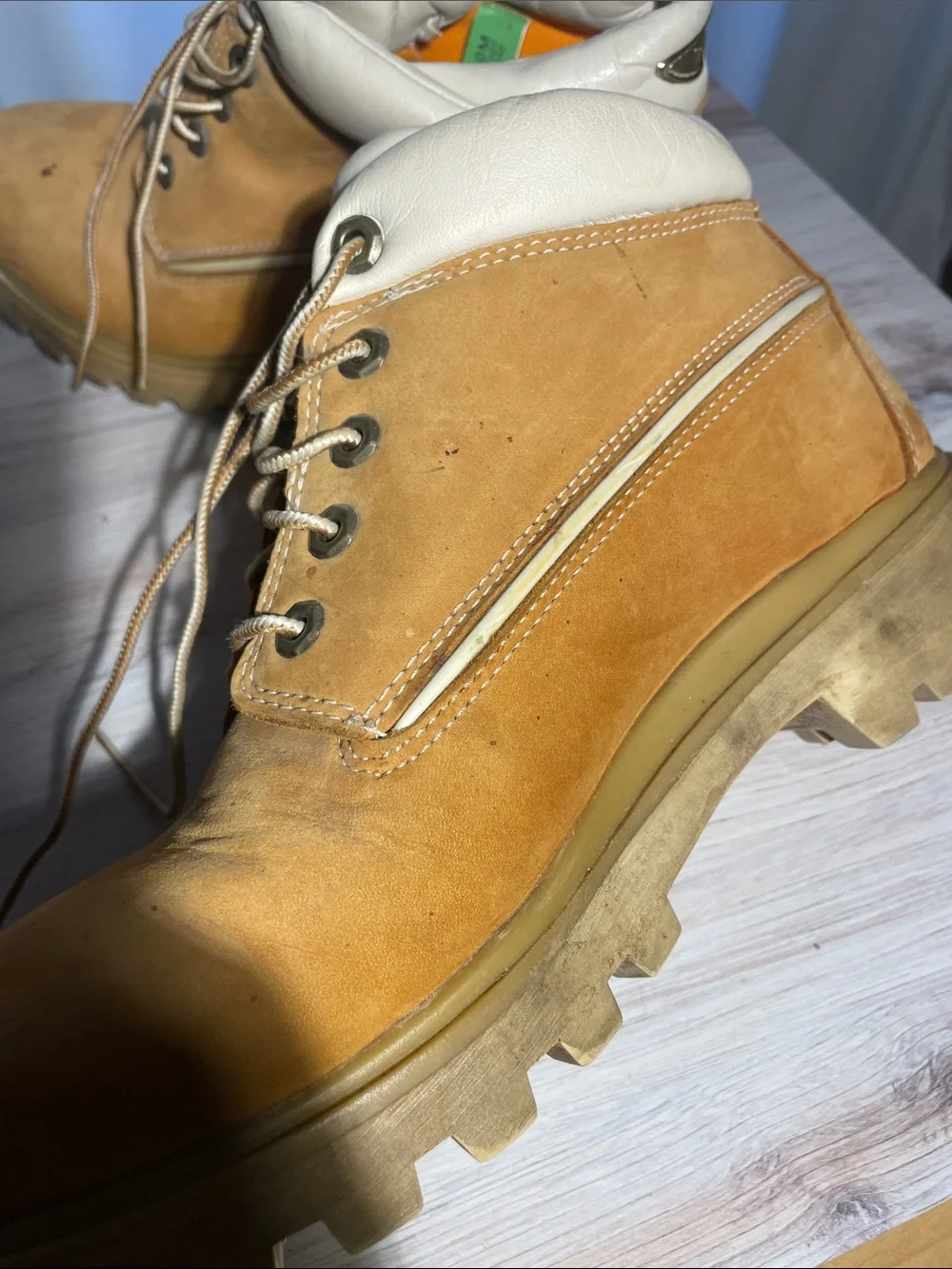 Timberland Wheat Nubuck Ankle Work Boots with Cream Collar